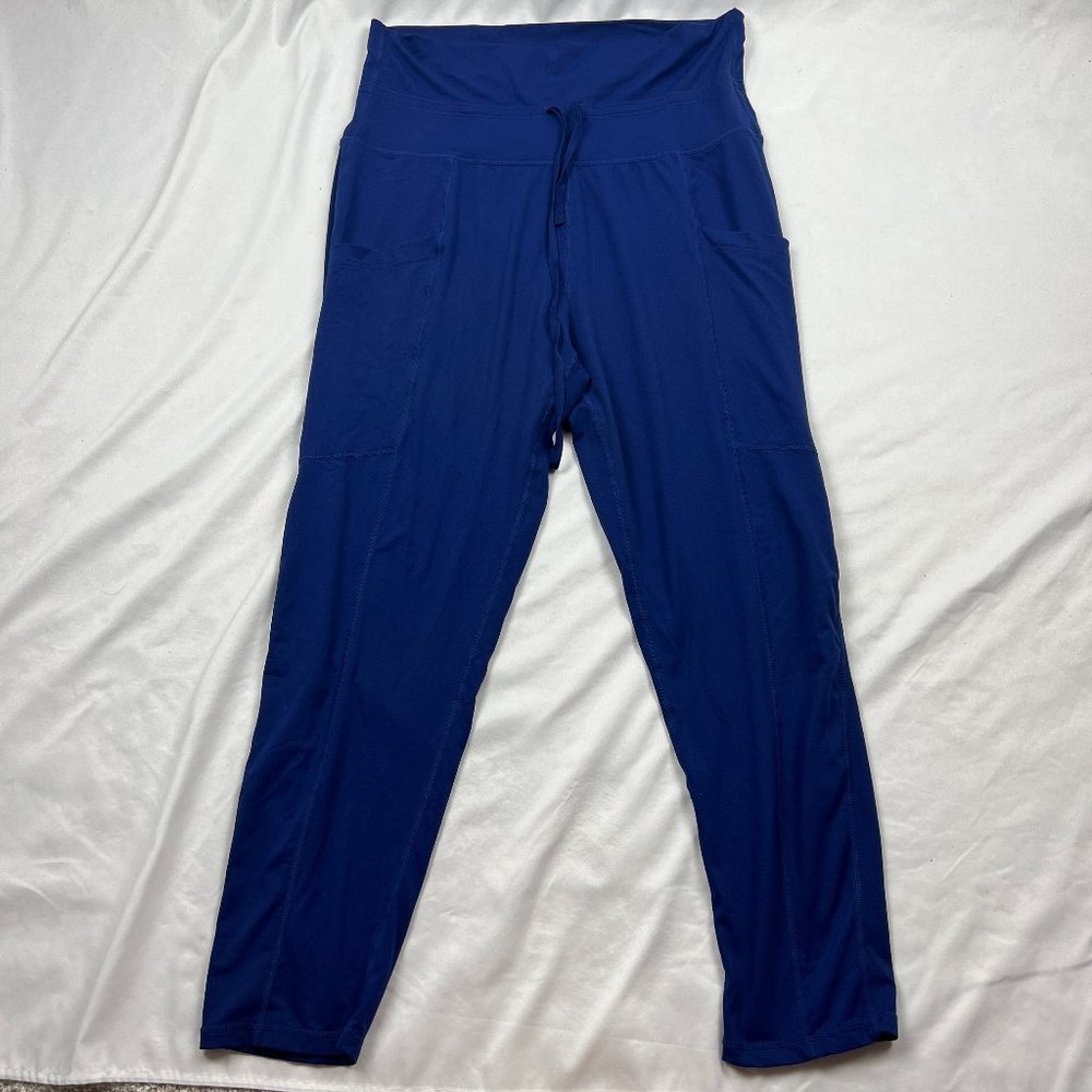 Fabletics High Waisted Foldable Yoga Pants Womens Size XL Navy Blue